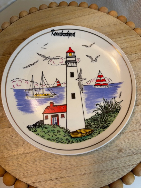 unbranded Other - Lighthouse Decorative Ceramic Plate - White with Red & Blue Accents